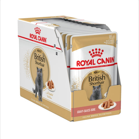 Royal Canin British Shorthair In Gravy Adult Over 12 Months Pouches Wet Cat Food 85gm x 12