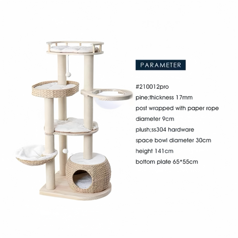 HONEYPOT CAT® Solid Wood Cat Tree 141cm #210012pro - Arrive within 3 weeks