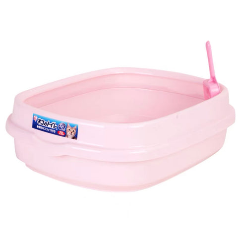 IRIS Cat Litter Box Pan with Removable Rimmed Lid, Prevent Litter Scatter, Large Space, Come with Easy-to-Use Scoop