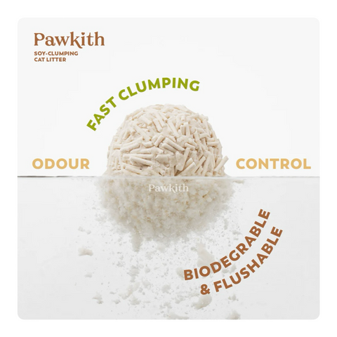 Pawkith Natural Plant-Based Soy-Clumping Cat Litter 15kg/6Packs