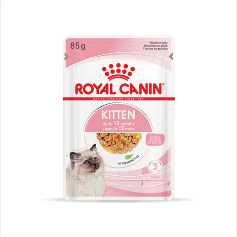 Royal Canin Kitten Chunks In Jelly Pouches Wet Cat Food 85gm x 12