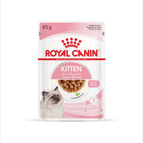 Royal Canin Kitten Chunks In Gravy Pouches Wet Cat Food 85gm x 12