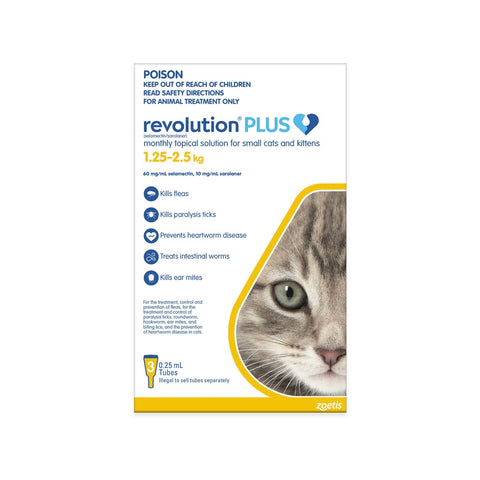 Revolution Plus For Kittens And Small Cats 1.25-2.5kg 3 Pack/6 Pack