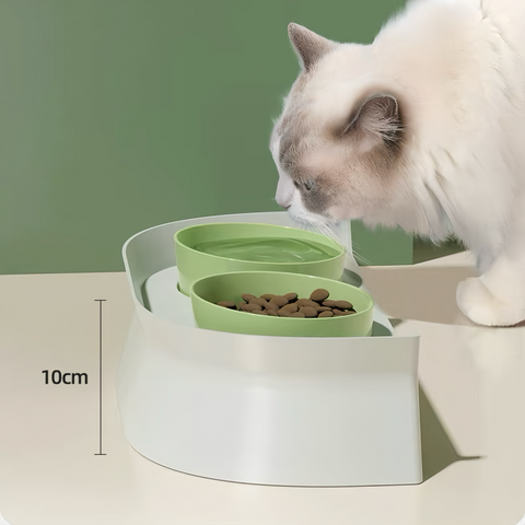 PAKEWAY Double Plastic Green Feeding Bowls with Grey Rack