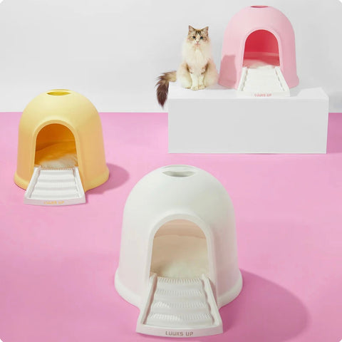 LUUKS UP Dual-Use Big Cabin Cat Litter Box & Kitty House