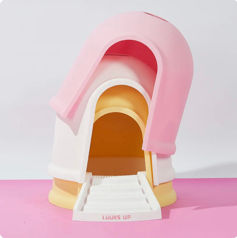 LUUKS UP Dual-Use Big Cabin Cat Litter Box & Kitty House