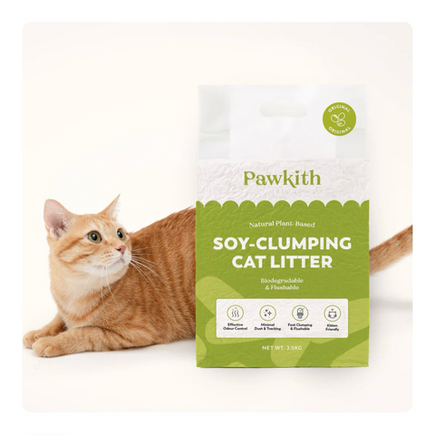 Pawkith Natural Plant-Based Soy-Clumping Cat Litter 15kg/6Packs