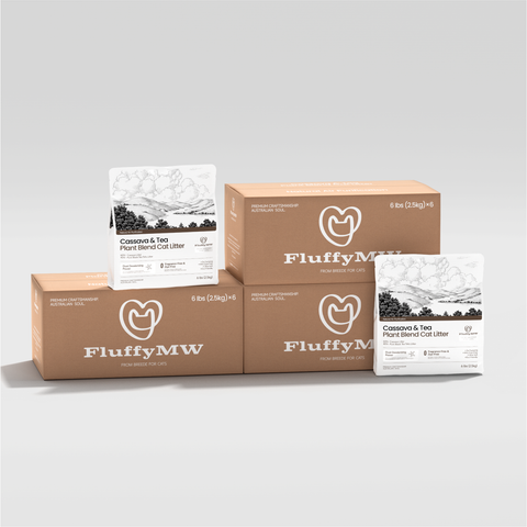 FluffyMW Cassava & Black Tea Tofu Blend Cat Litter Automatic-Box Friendly 2.5kg/6L