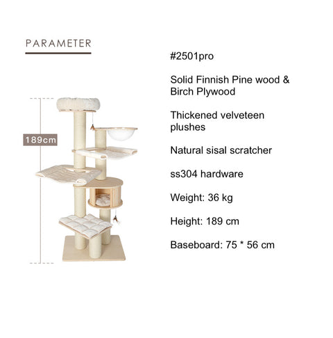 HONEYPOT CAT® Solid Wood Cat Tree 189cm #2501pro - Arrive within 3 weeks